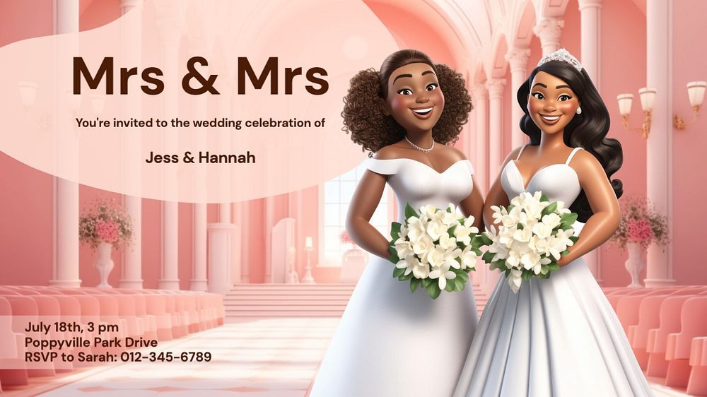 Mrs & Mrs blog banner template, editable text