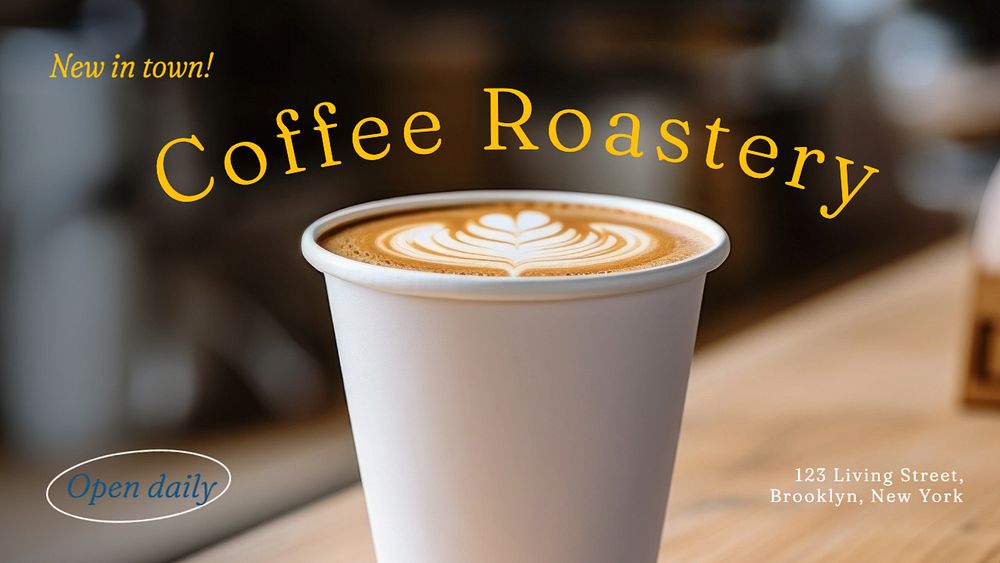 Coffee roastery blog banner template, editable text