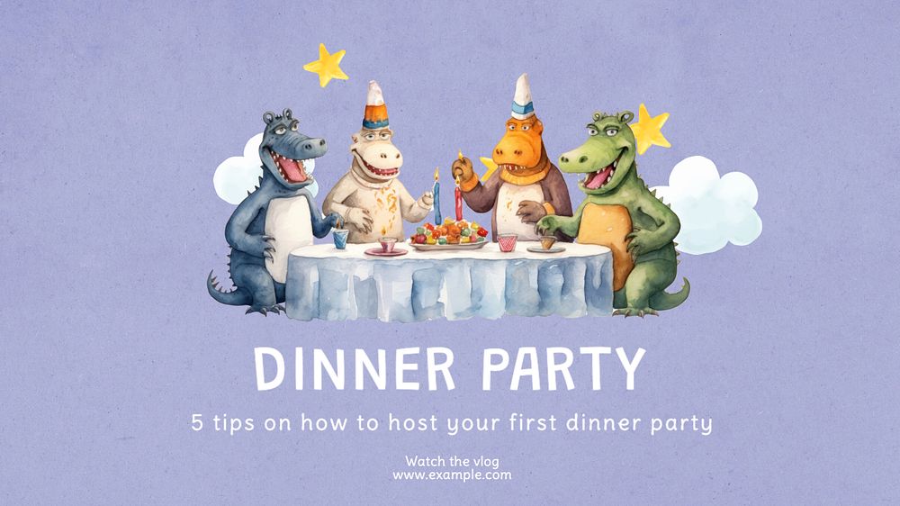 Dinner party blog banner template, editable text