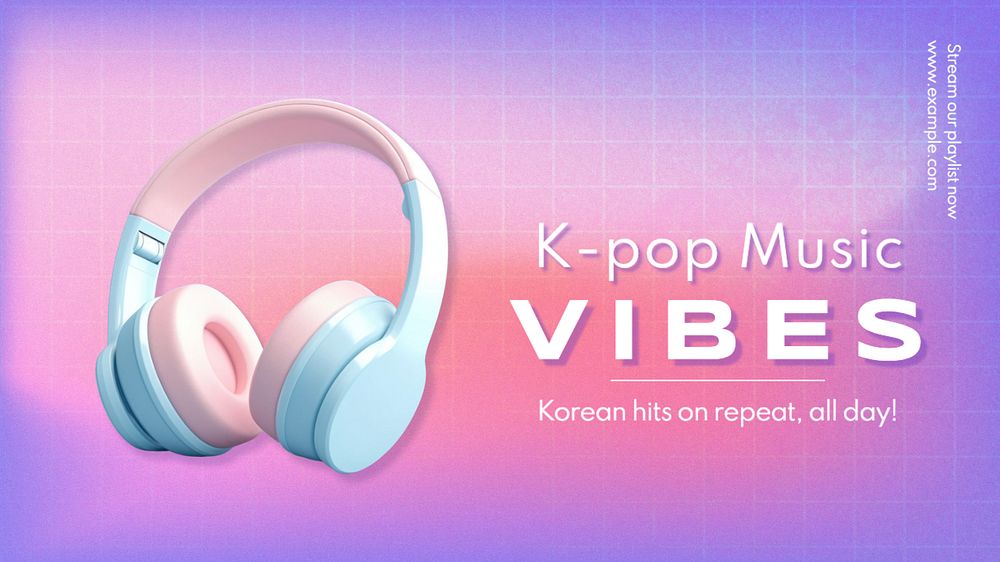 K-pop music blog banner template, editable text