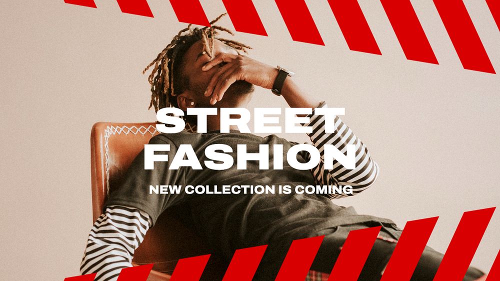 Street fashion blog banner template, editable text