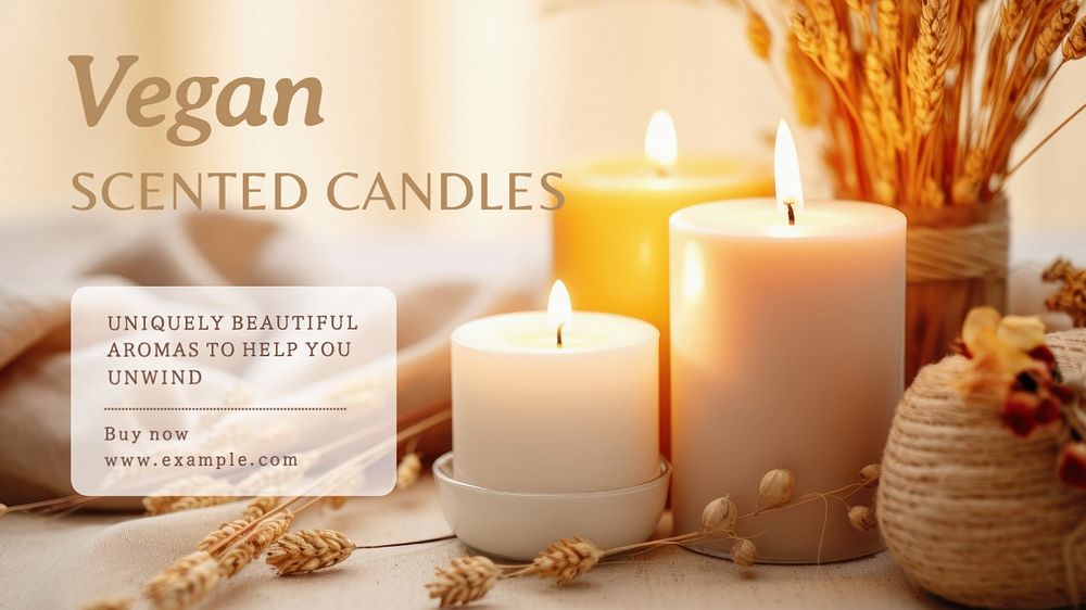 Vegan scented candles blog banner template, editable text