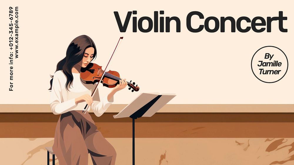 Violin concert blog banner template, editable text