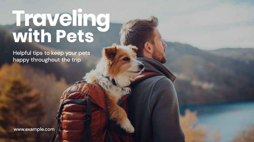 Travel with pets blog banner template, editable text