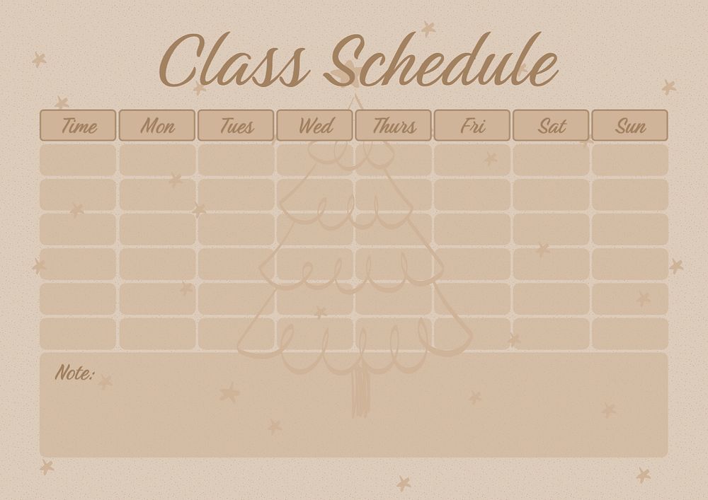 Class schedule template