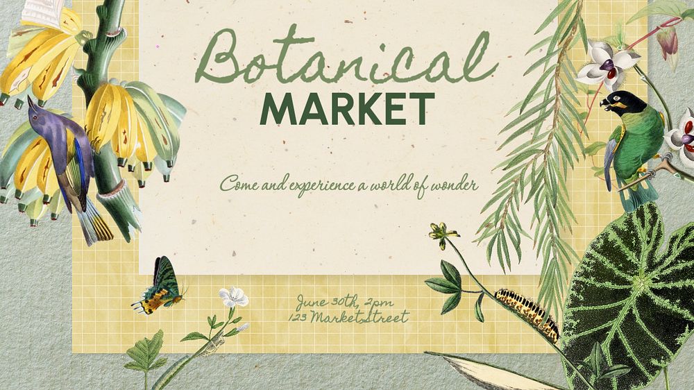 Botanical market blog banner template