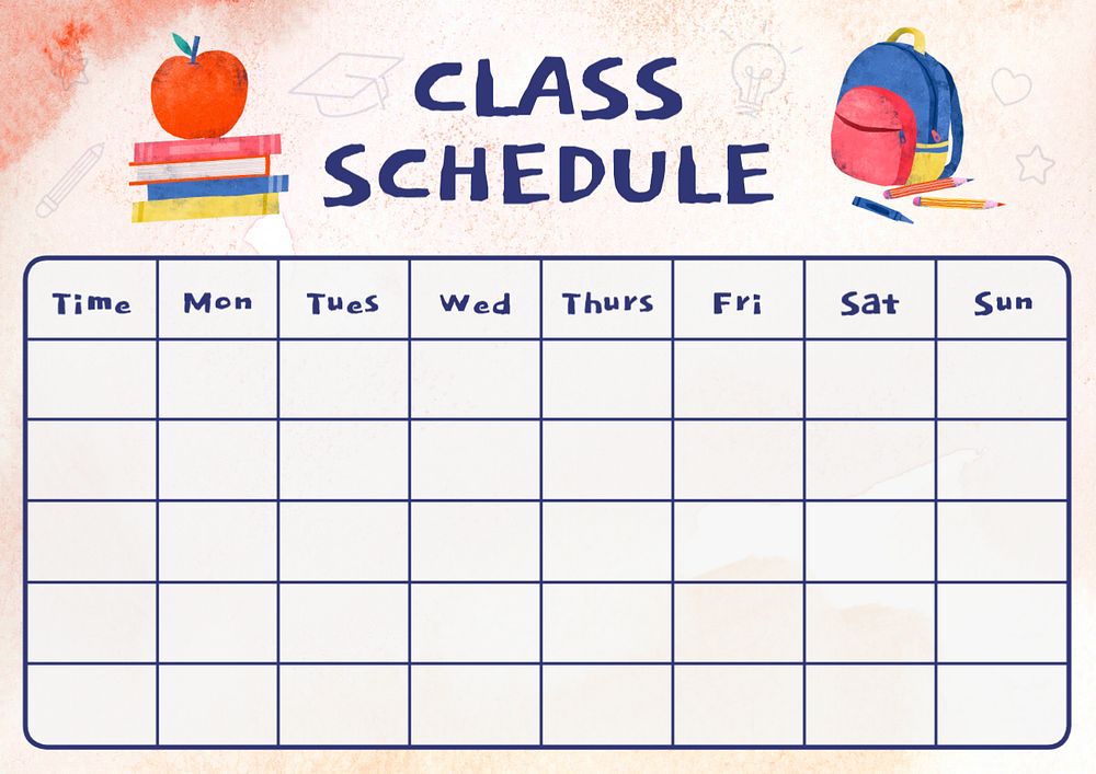 Class schedule template