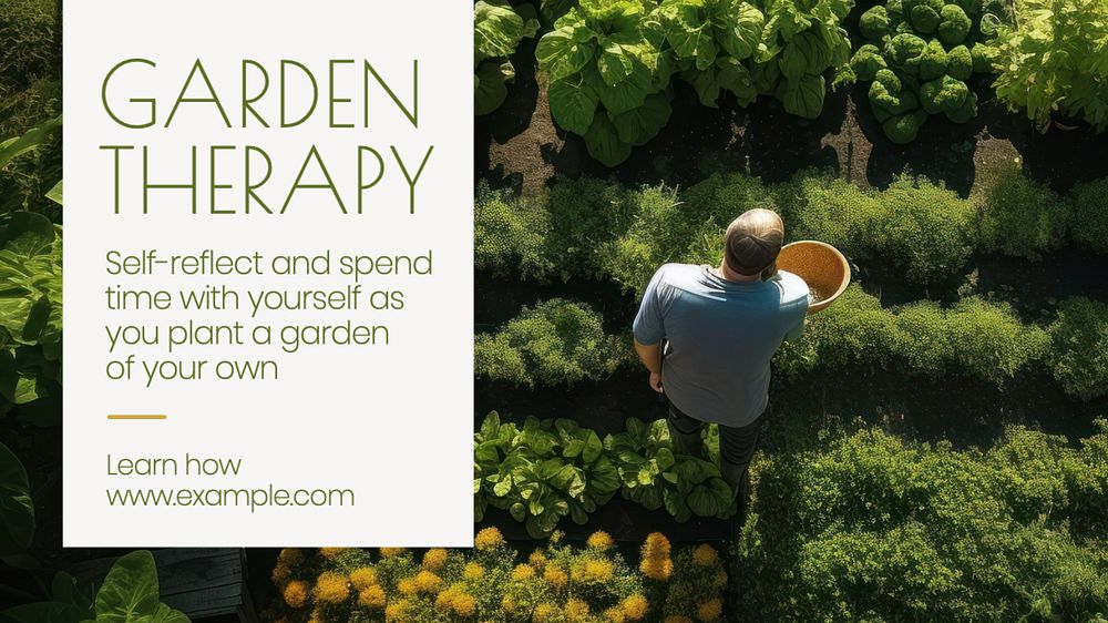 Garden therapy blog banner template, editable text