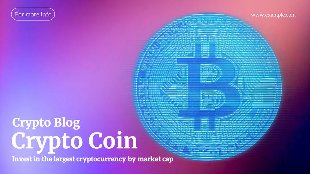 Crypto coin blog banner template, editable text