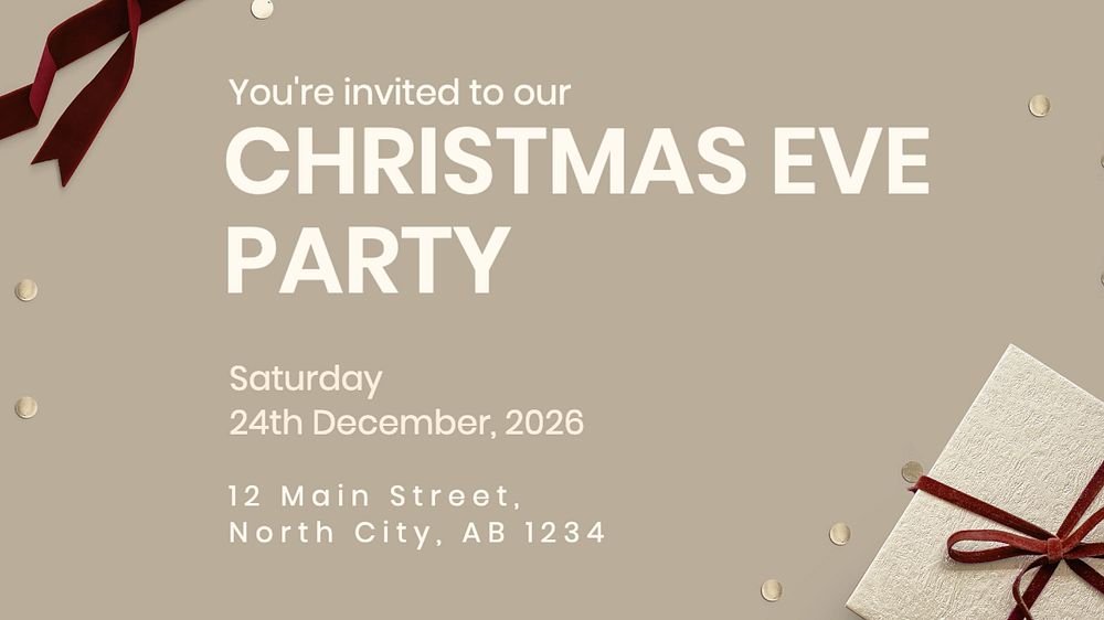 Christmas eve party blog banner template, editable text