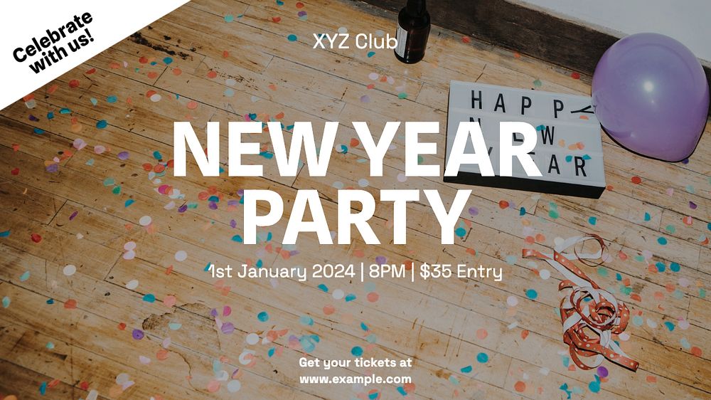 New Year party blog banner template