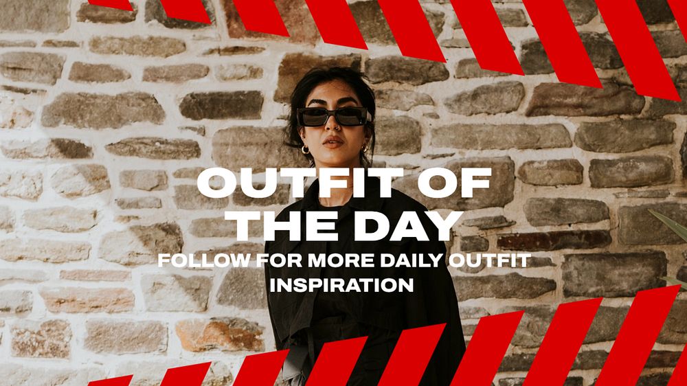 Daily outfit blog banner template, editable text