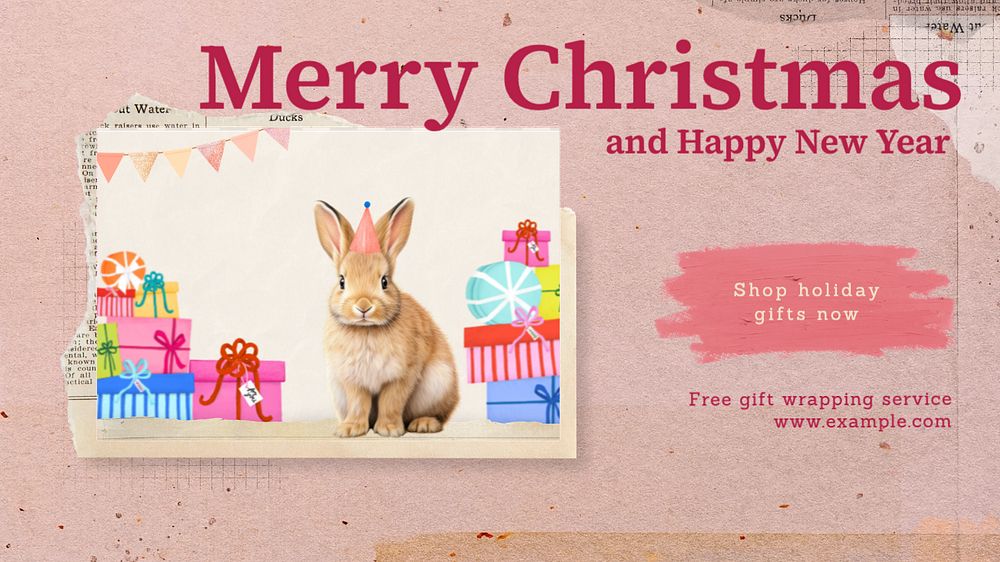 Merry christmas blog banner template, editable text