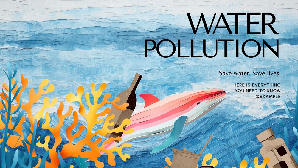 Water pollution blog banner template, editable text