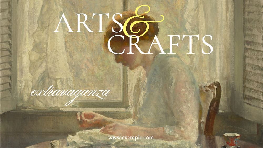 Arts & crafts event blog banner template, editable text