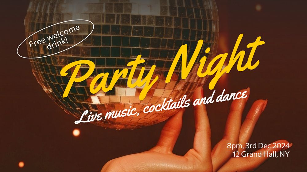 Party night blog banner template, editable text