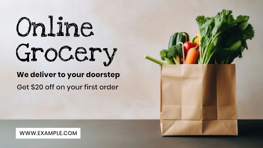 Online grocery blog banner template, editable text