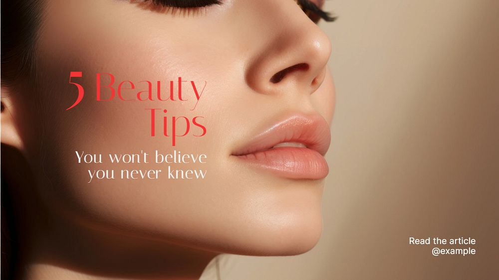 Beauty tips blog banner template, editable text