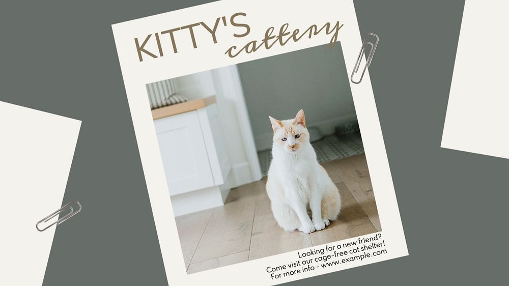 Cattery & shelter blog banner template, editable text