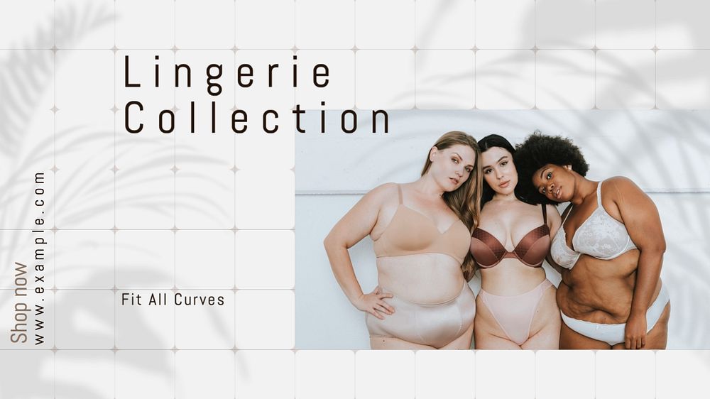 Lingerie collection blog banner template, editable text