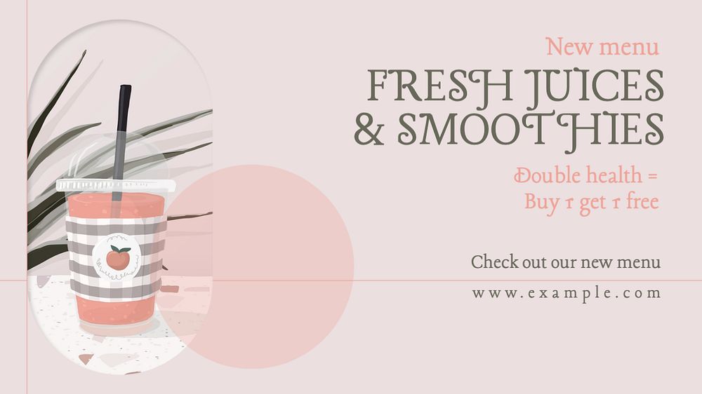 Juice cafe blog banner template, editable text