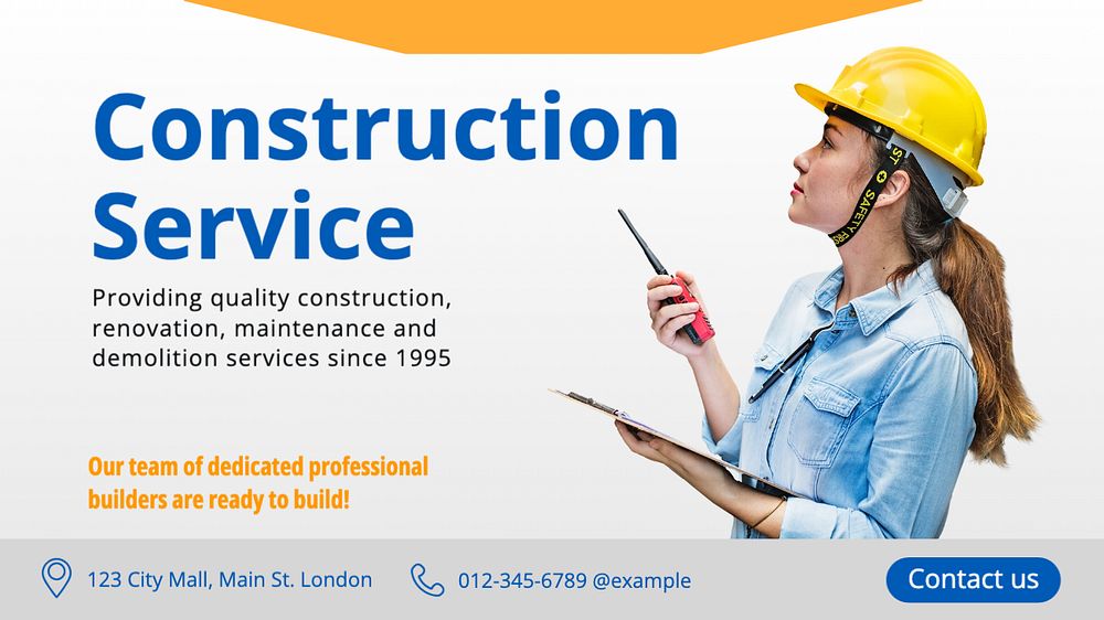 Construction service blog banner template