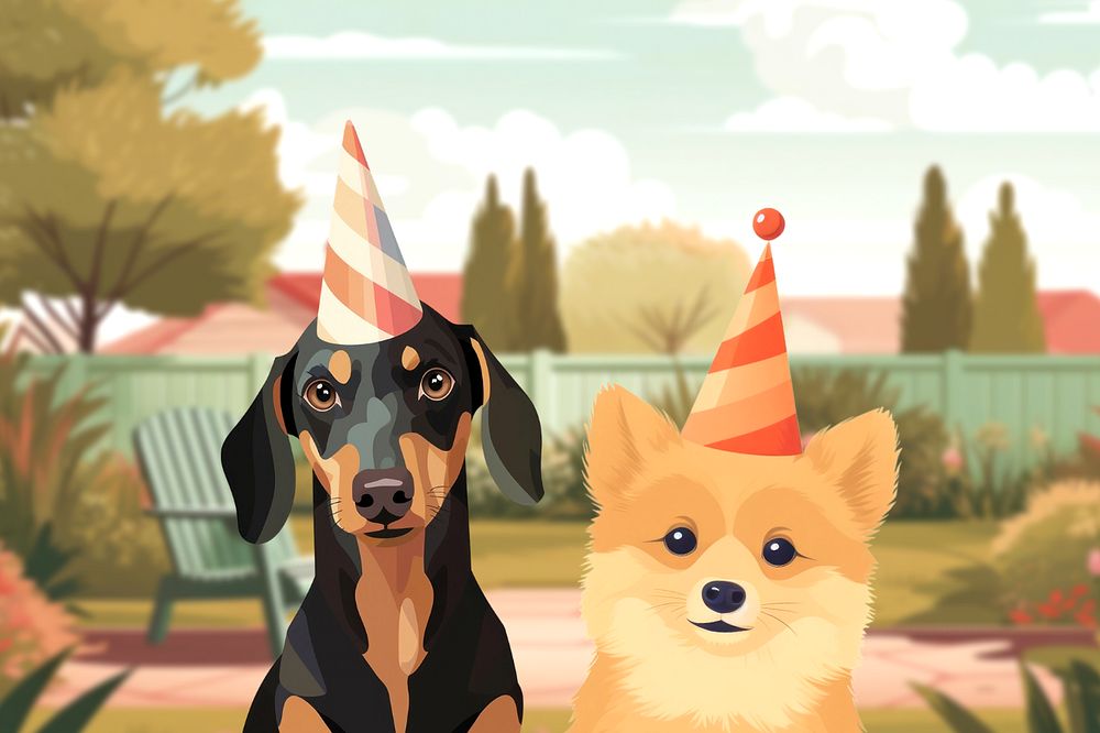 Aesthetic dog party editable design, community remix