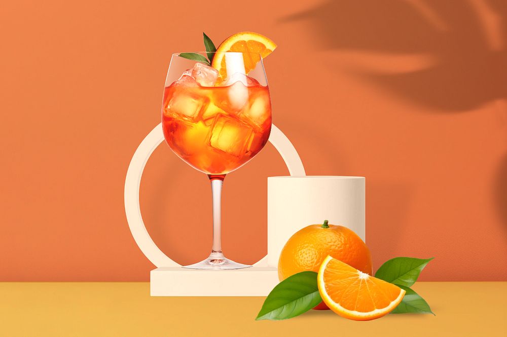 Orange cocktail digital art editable design, community remix