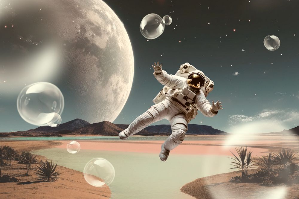 Astronaut in space surreal editable design, community remix