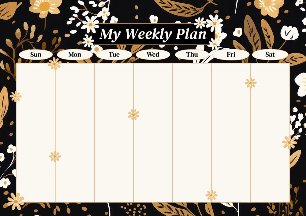 Weekly plan schedule template