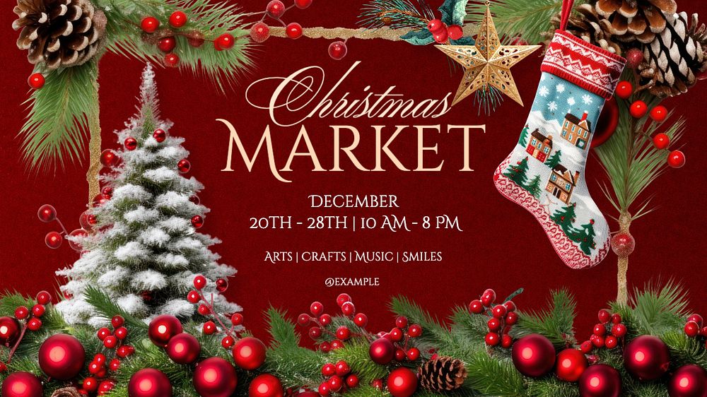 Christmas craft market blog banner template