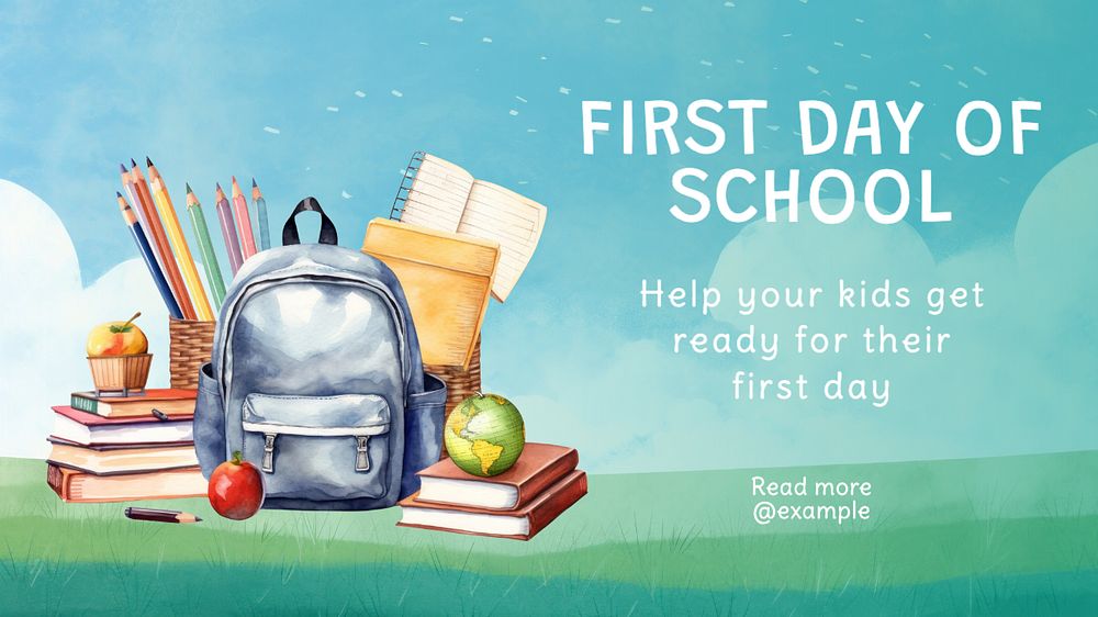 First school day blog banner template