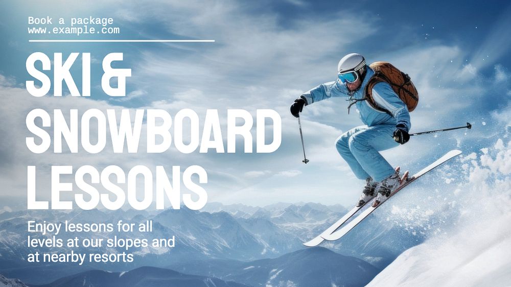 Ski & snowboard lessons blog banner template