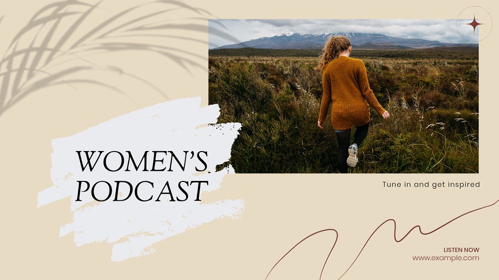 Woman podcast business blog banner template, editable design