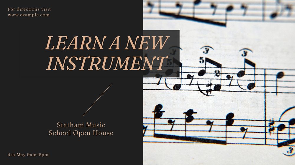 Music instrument blog banner template, editable design