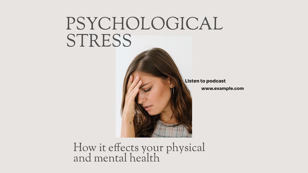 Psychological stress blog banner template, editable text