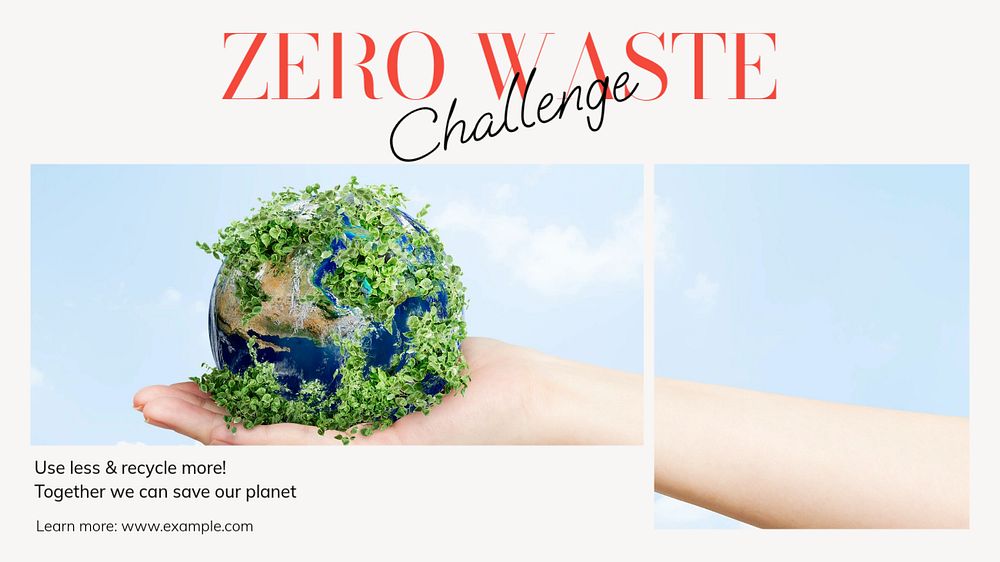 Zero waste challenge blog banner template, editable text