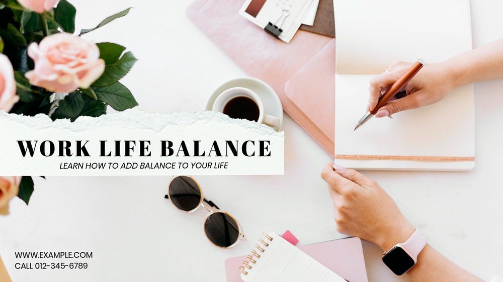 Work life balance blog banner template, editable text