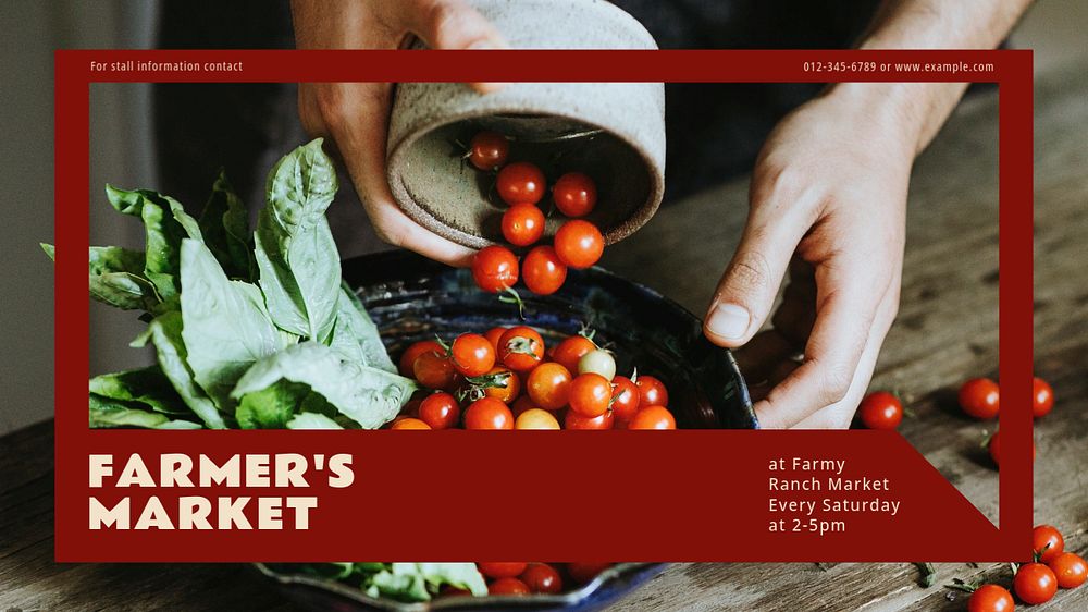 Farmer's market blog banner template, editable text & design