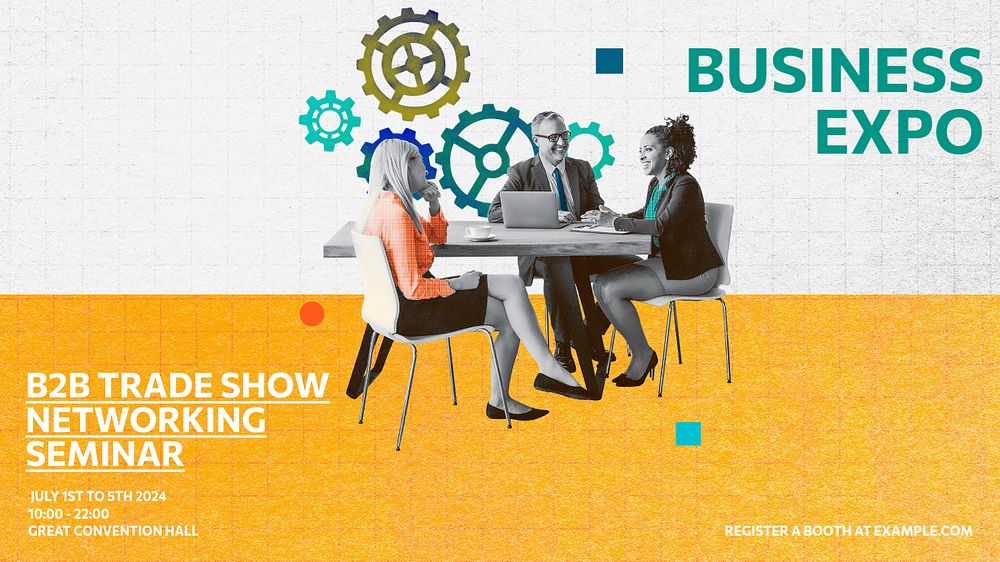 Business expo event blog banner template, editable text & design