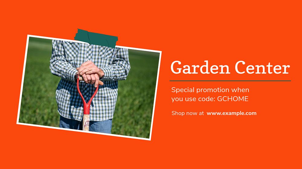 Garden center blog banner template, editable text