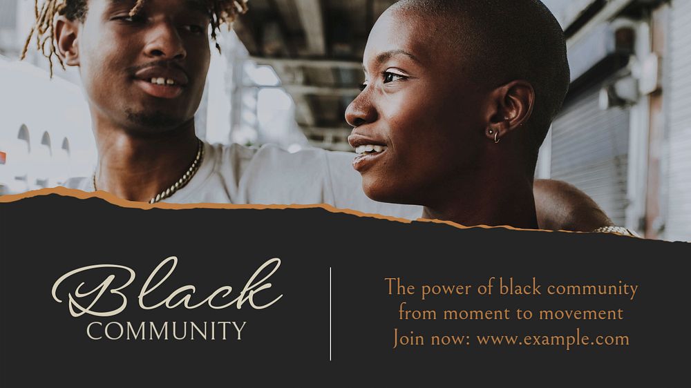 Black community movement blog banner template, editable text & design