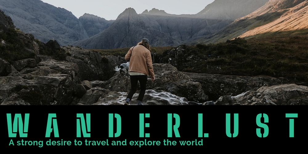 Wanderlust Twitter ad template, editable text & design