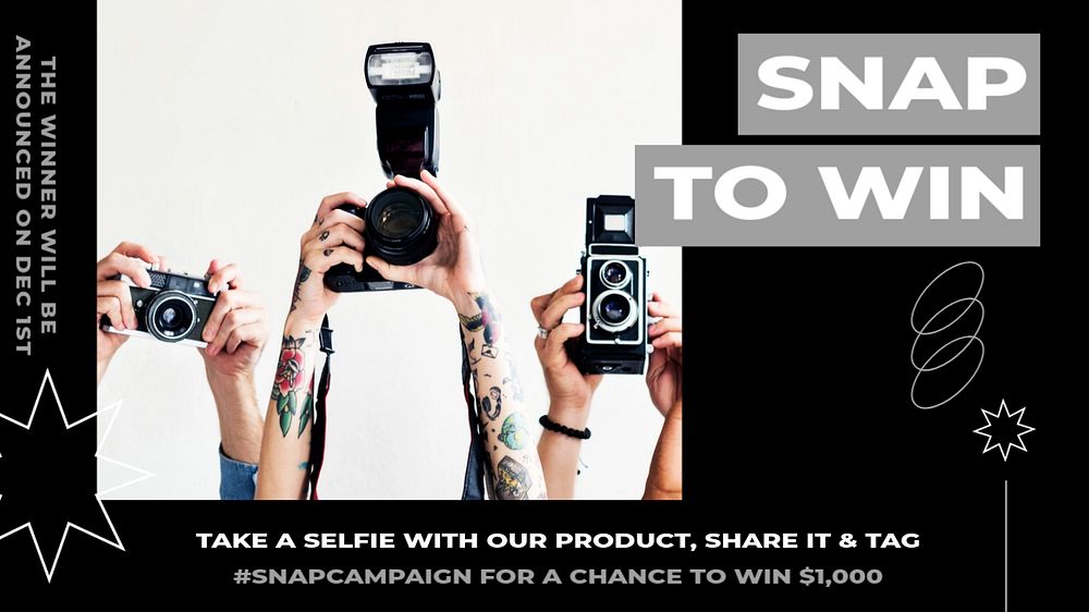 Snap to win blog banner template, editable ad