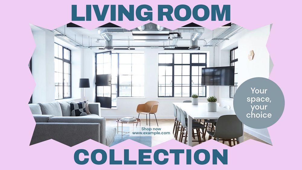 Living room decor blog banner template, editable ad