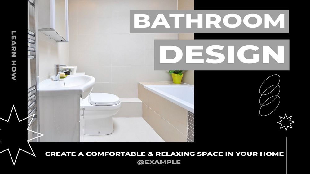 Bathroom design blog banner template, editable ad