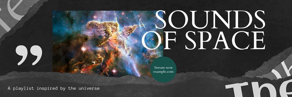 Space playlist email header template, editable design