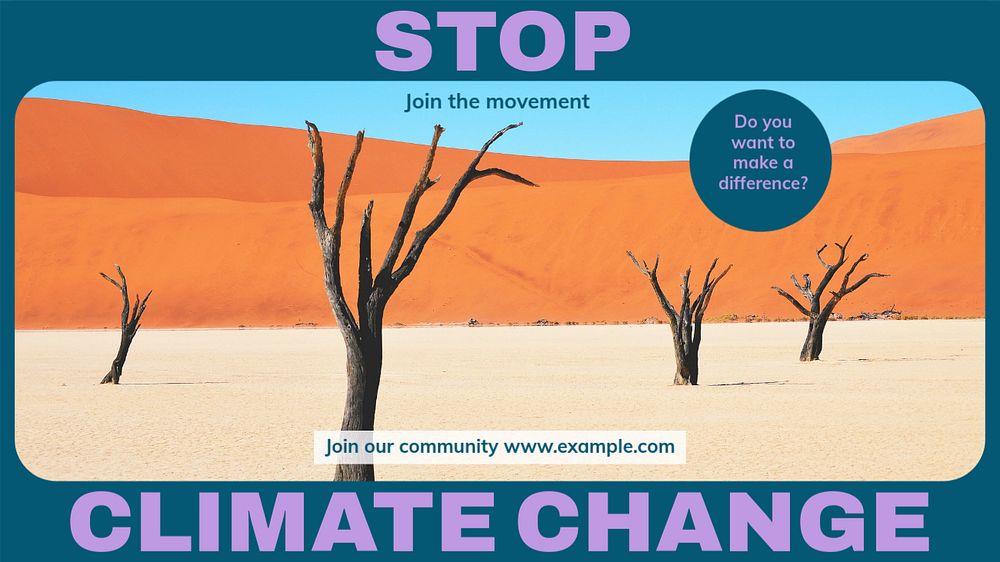 Stop climate change blog banner template, editable design