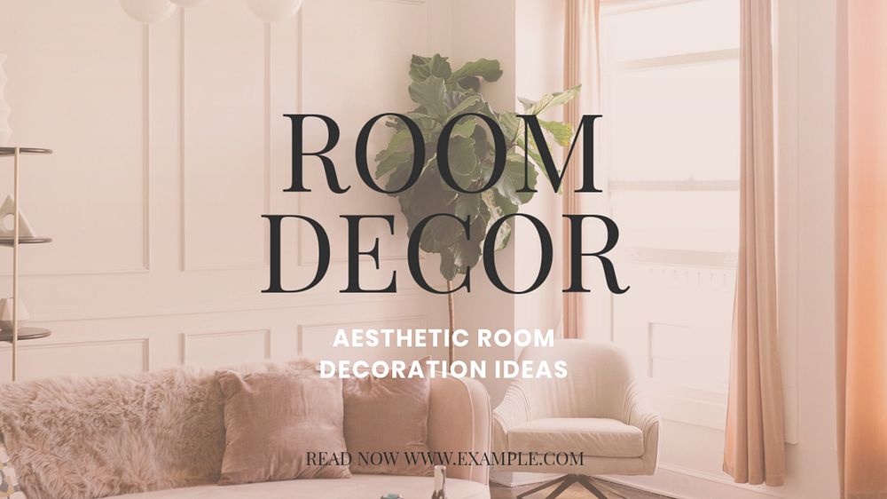 Room decor ideas  blog banner template, editable text