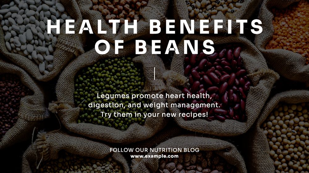 Health benefits of beans blog banner template, editable text